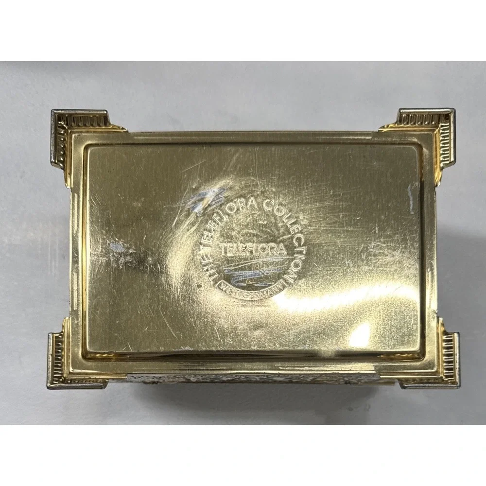 Vintage Teleflora Angel Embossed Chest Tin Gold and Silver tone West Germany  VG